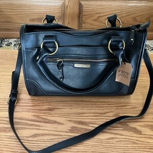 Frye and Co Core Satchel Black Faux Leather Bag-Purse